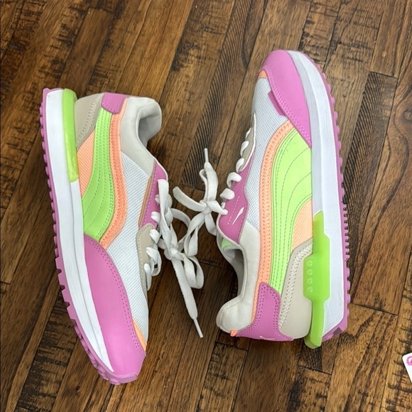 Puma The City Rider Sneakers Multicolor Women's pink green orange white size 8 - Picture 1 of 13